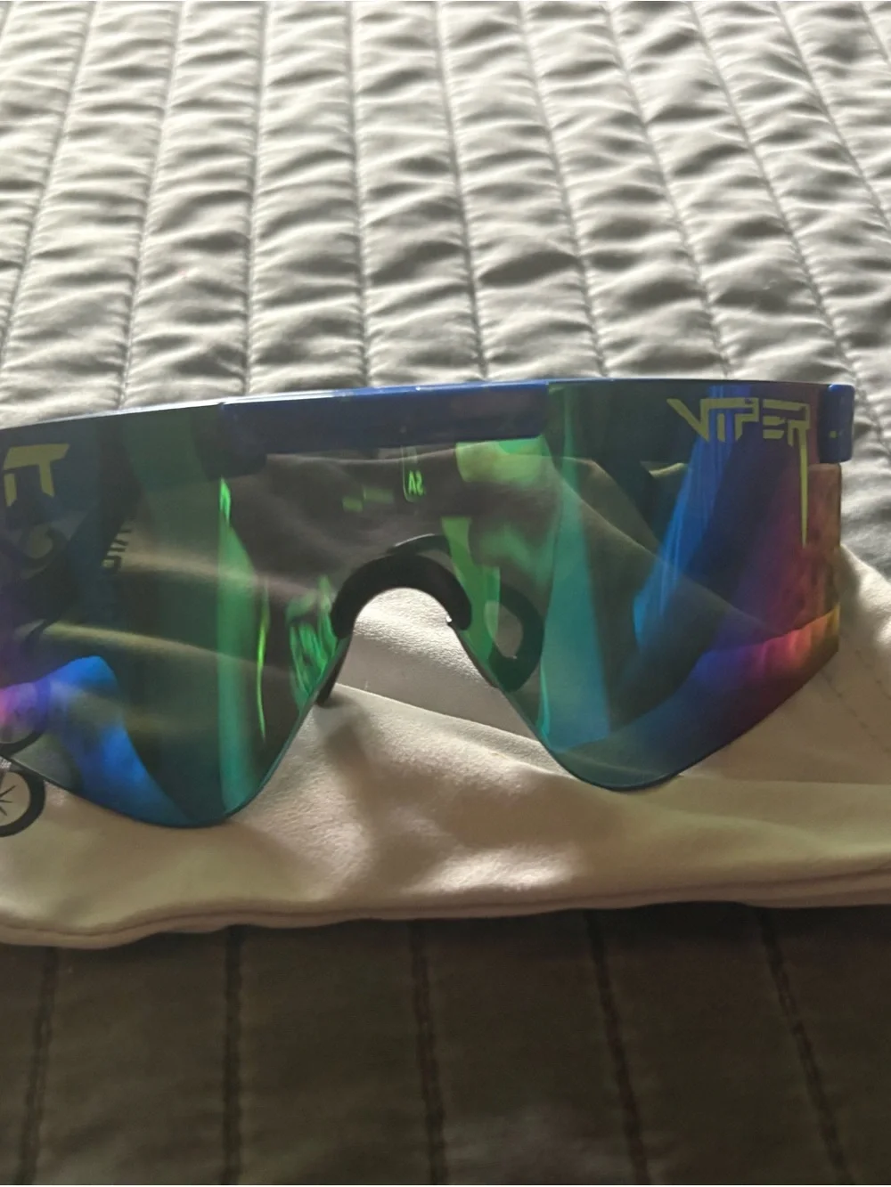 Pit Viper Shield Sunglasses Green Blue Iridescent Lens